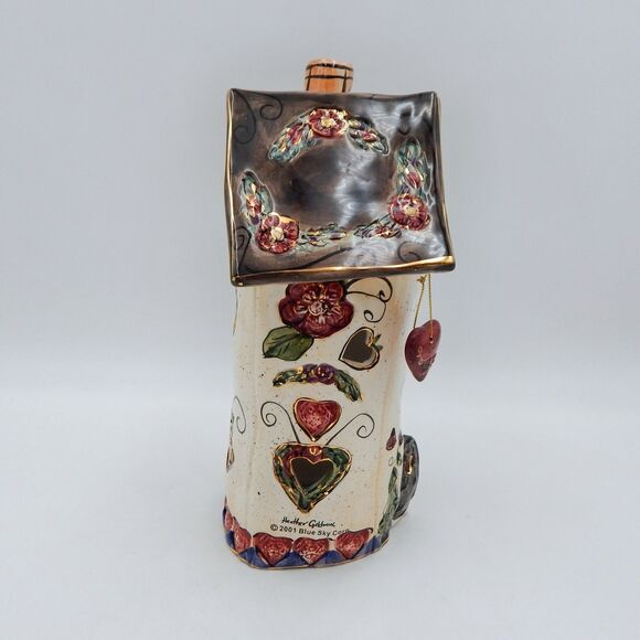 Blue Sky Clayworks Heather Goldminc Heart House Candle Luminary 2001 No Base - Picture 4 of 12